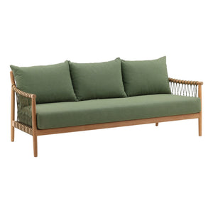 Karina Living Tahoe Outdoor Sofa in Green - Stylish, Weather-Resistant Seating with Teak Accents for Patios & Porches DOV7724-GREN