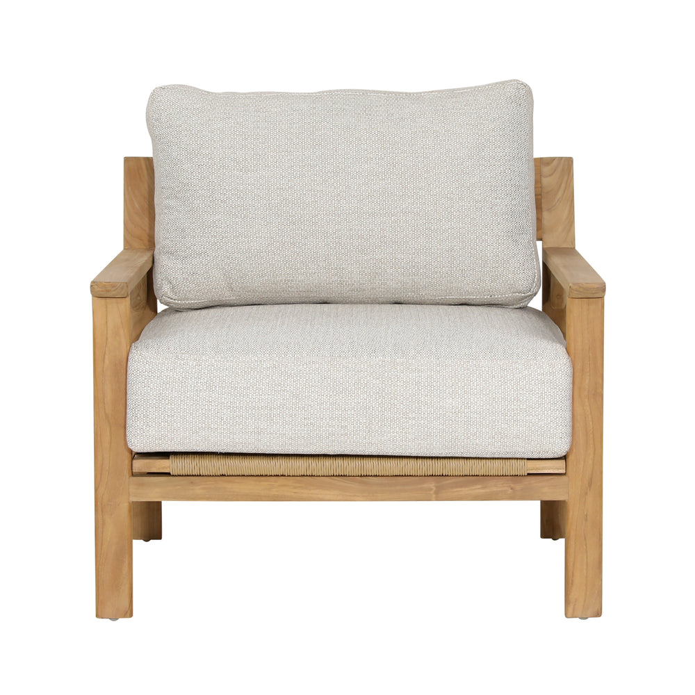 Dovetail Lexy Outdoor Occasional Chair Taupe Fairfax Taupe and Natural Teak 100% Olefin and Teak Wood DOV7787-TAUP