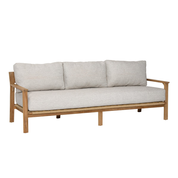 Dovetail Lexy Outdoor Sofa Taupe Fairfax Taupe and Natural Teak 100% Olefin and Teak Wood DOV7788-TAUP