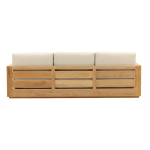 Dovetail Darlene Outdoor Sofa Sand Sand and Natural Solution,Dyed Acrylic Upholstery and Teak Wood DOV7801-SAND