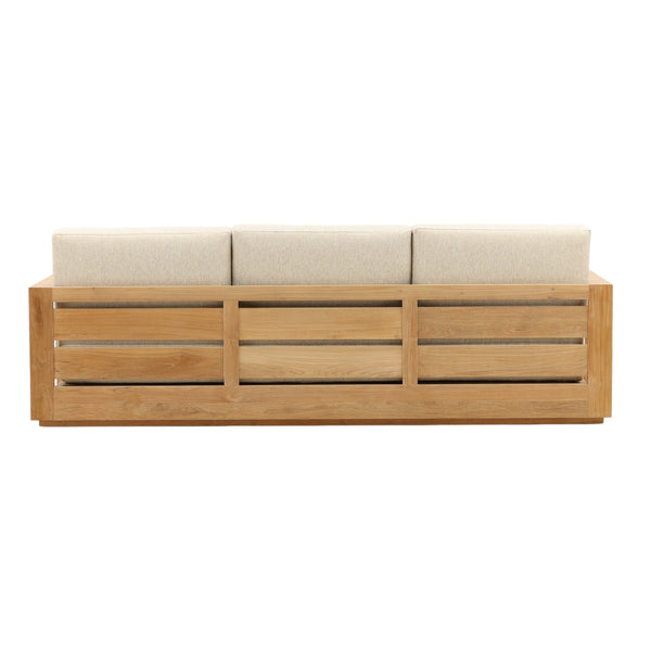 Dovetail Darlene Outdoor Sofa Sand Sand and Natural Solution,Dyed Acrylic Upholstery and Teak Wood DOV7801-SAND