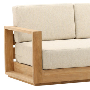Dovetail Darlene Outdoor Sofa Sand Sand and Natural Solution,Dyed Acrylic Upholstery and Teak Wood DOV7801-SAND