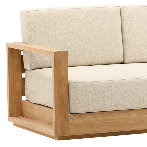 Dovetail Darlene Outdoor Sofa Sand Sand and Natural Solution,Dyed Acrylic Upholstery and Teak Wood DOV7801-SAND