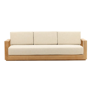 Dovetail Darlene Outdoor Sofa Sand Sand and Natural Solution,Dyed Acrylic Upholstery and Teak Wood DOV7801-SAND