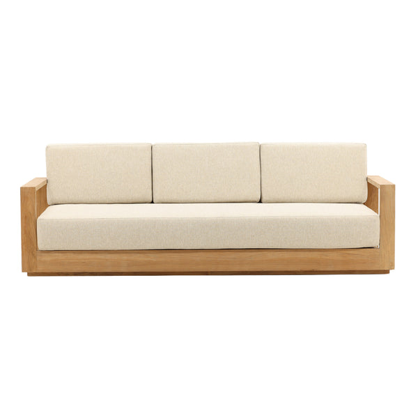 Dovetail Darlene Outdoor Sofa Sand Sand and Natural Solution,Dyed Acrylic Upholstery and Teak Wood DOV7801-SAND