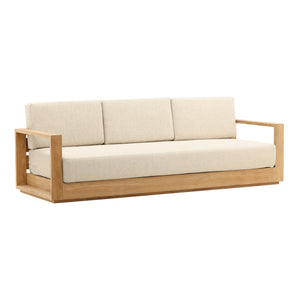 Dovetail Darlene Outdoor Sofa Sand Sand and Natural Solution,Dyed Acrylic Upholstery and Teak Wood DOV7801-SAND