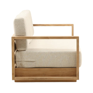 Dovetail Darlene Outdoor Sofa Sand Sand and Natural Solution,Dyed Acrylic Upholstery and Teak Wood DOV7801-SAND