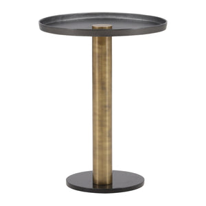 Karina Living Yara Sculptural Side Table in Gold – Elegant Marble Top & Black Accents for Modern Living Spaces DOV78012-GOLD-LG