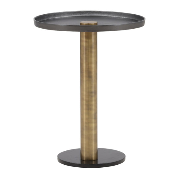 Karina Living Yara Sculptural Side Table in Gold – Elegant Marble Top & Black Accents for Modern Living Spaces DOV78012-GOLD-LG