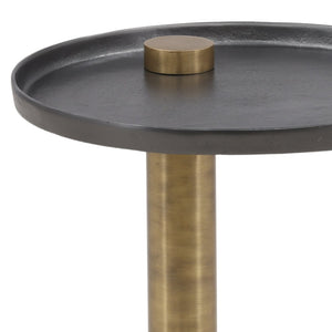 Karina Living Yara Sculptural Side Table in Gold – Elegant Marble Top & Black Accents for Modern Living Spaces DOV78012-GOLD-LG