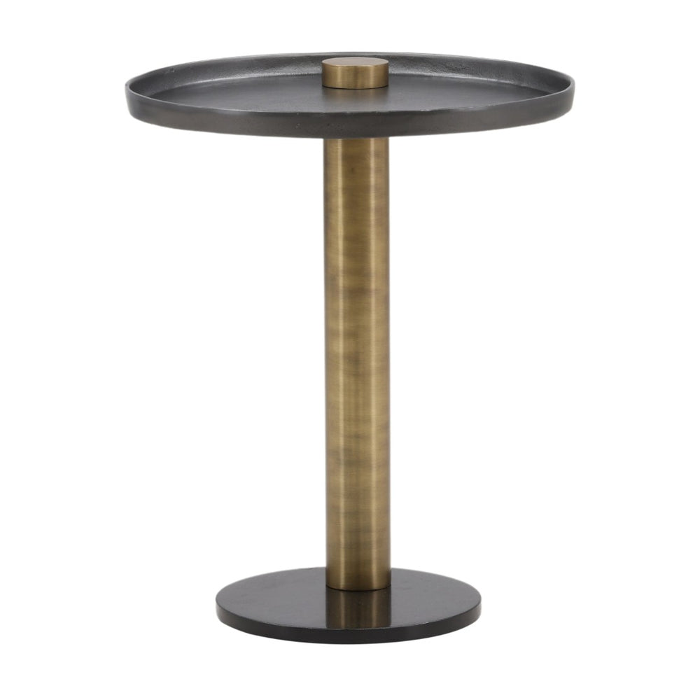 Karina Living Yara Sculptural Side Table in Gold – Elegant Marble Top & Black Accents for Modern Living Spaces DOV78012-GOLD-LG