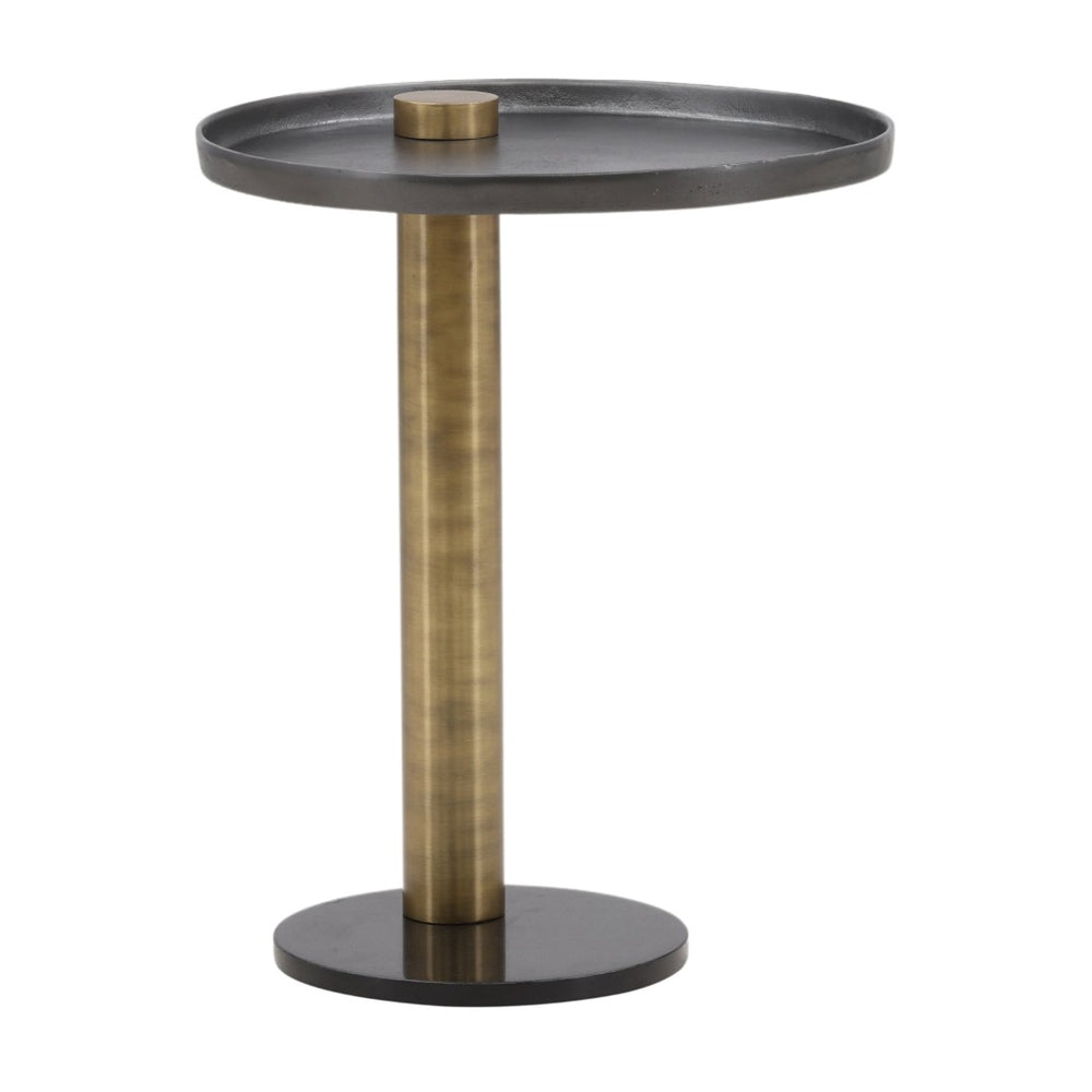 Karina Living Yara Sculptural Side Table in Gold – Elegant Marble Top & Black Accents for Modern Living Spaces DOV78012-GOLD-LG
