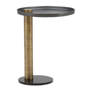 Karina Living Yara Sculptural Side Table in Gold – Elegant Marble Top & Black Accents for Modern Living Spaces DOV78012-GOLD-LG
