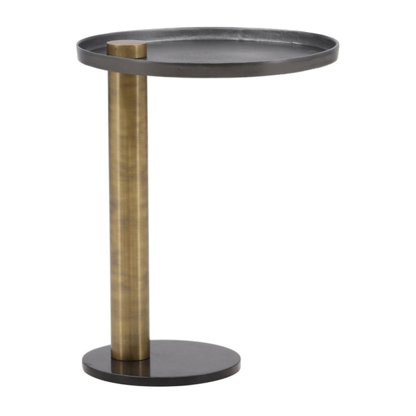 Karina Living Yara Sculptural Side Table in Gold – Elegant Marble Top & Black Accents for Modern Living Spaces DOV78012-GOLD-LG