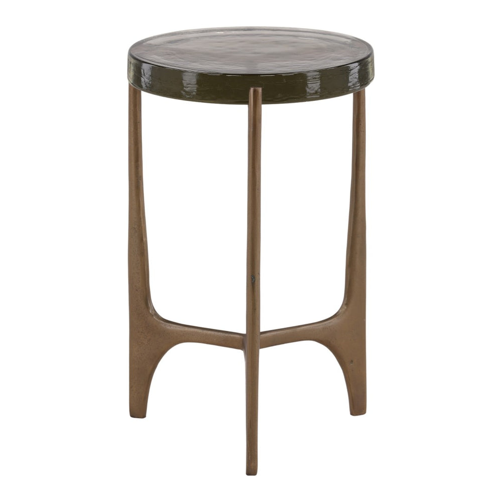 Karina Living Corentin Side Table - Antique Brass Accent with Glass Top, Perfect for Small Spaces & Modern Décor DOV78018-AQBS