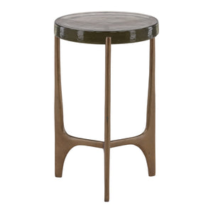 Karina Living Corentin Side Table - Antique Brass Accent with Glass Top, Perfect for Small Spaces & Modern Décor DOV78018-AQBS