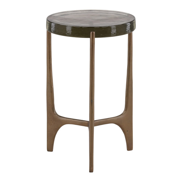 Karina Living Corentin Side Table - Antique Brass Accent with Glass Top, Perfect for Small Spaces & Modern Décor DOV78018-AQBS