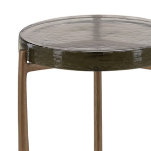 Karina Living Corentin Side Table - Antique Brass Accent with Glass Top, Perfect for Small Spaces & Modern Décor DOV78018-AQBS