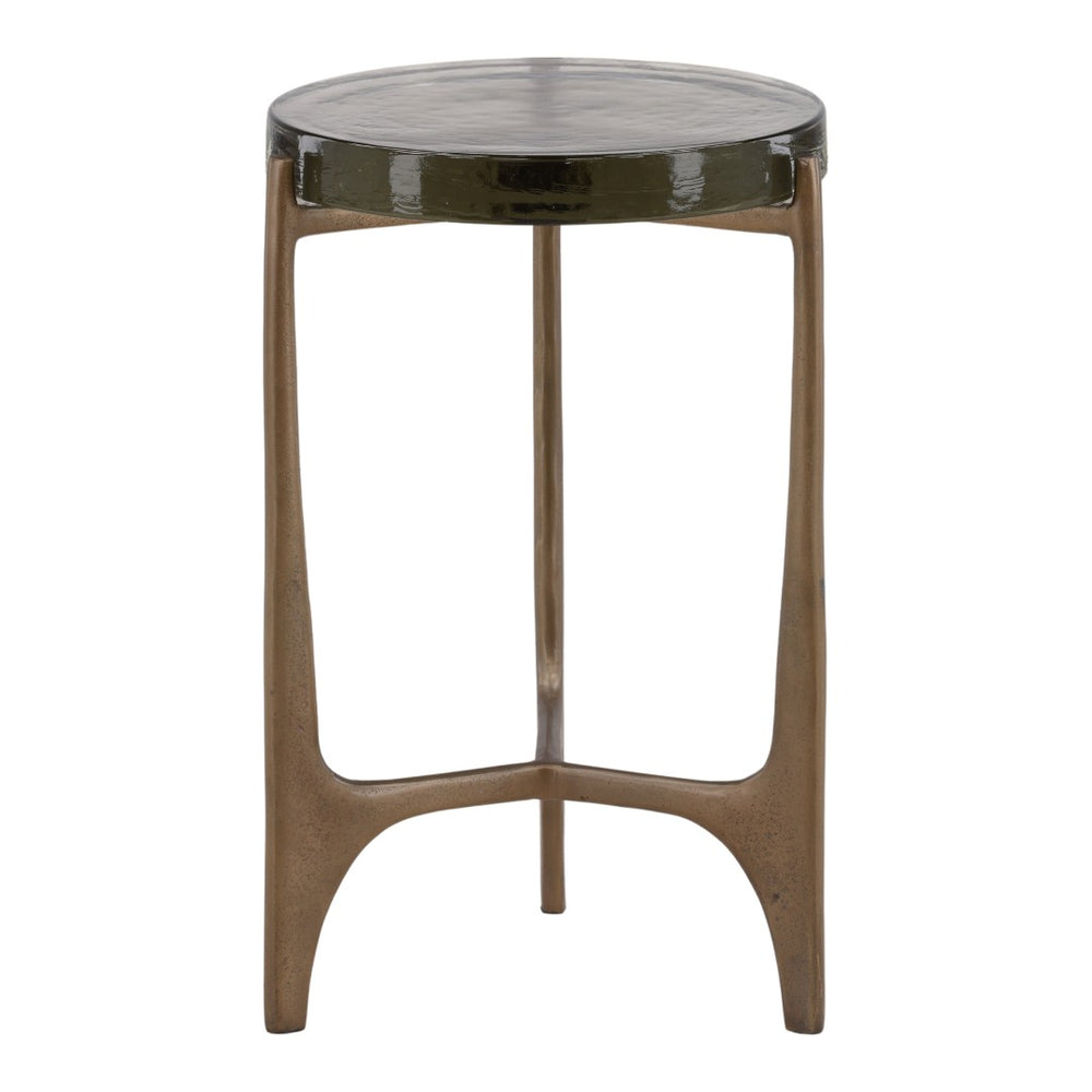 Karina Living Corentin Side Table - Antique Brass Accent with Glass Top, Perfect for Small Spaces & Modern Décor DOV78018-AQBS