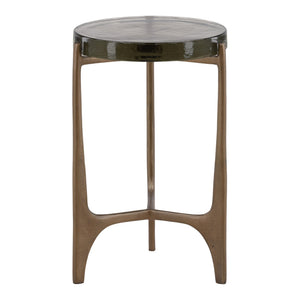 Karina Living Corentin Side Table - Antique Brass Accent with Glass Top, Perfect for Small Spaces & Modern Décor DOV78018-AQBS