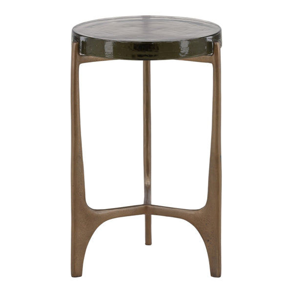 Karina Living Corentin Side Table - Antique Brass Accent with Glass Top, Perfect for Small Spaces & Modern Décor DOV78018-AQBS