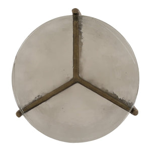 Karina Living Corentin Side Table - Antique Brass Accent with Glass Top, Perfect for Small Spaces & Modern Décor DOV78018-AQBS