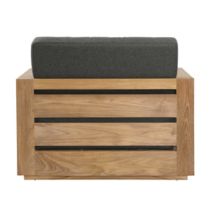 Dovetail Darlene Outdoor Sofa Chair Charcoal Charcoal and Natural Teak Solution,Dyed Acrylic Upholstery and Teak Wood Frame DOV7802-CHAR