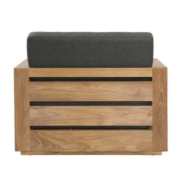 Dovetail Darlene Outdoor Sofa Chair Charcoal Charcoal and Natural Teak Solution,Dyed Acrylic Upholstery and Teak Wood Frame DOV7802-CHAR