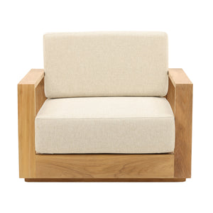 Dovetail Darlene Outdoor Sofa Chair Sand Sand and Natural Solution,Dyed Acrylic Upholstery and Teak Wood Frame DOV7802-SAND
