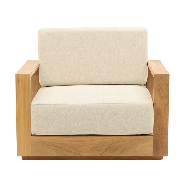 Dovetail Darlene Outdoor Sofa Chair Sand Sand and Natural Solution,Dyed Acrylic Upholstery and Teak Wood Frame DOV7802-SAND