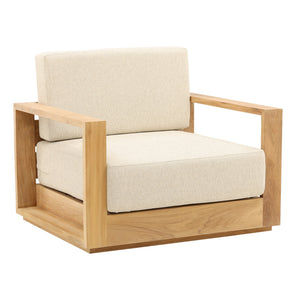 Dovetail Darlene Outdoor Sofa Chair Sand Sand and Natural Solution,Dyed Acrylic Upholstery and Teak Wood Frame DOV7802-SAND