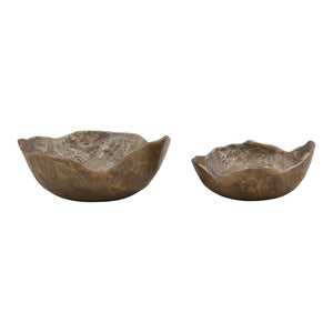 Karina Living Damara Antique Brass Bowl Set of 2 - Elegant Aluminum Decor for Centerpieces & Home Styling DOV78023-AQBS