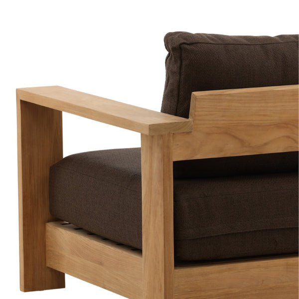 Karina Living Naya Outdoor Sofa Chair – Weather-Resistant Teak & Woolacombe Chocolate for Ultimate Patio Comfort DOV7814-BRWN