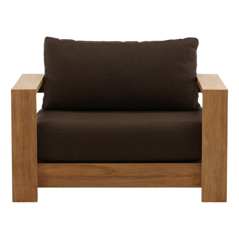 Karina Living Naya Outdoor Sofa Chair – Weather-Resistant Teak & Woolacombe Chocolate for Ultimate Patio Comfort DOV7814-BRWN