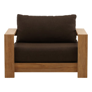 Karina Living Naya Outdoor Sofa Chair – Weather-Resistant Teak & Woolacombe Chocolate for Ultimate Patio Comfort DOV7814-BRWN