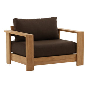 Karina Living Naya Outdoor Sofa Chair – Weather-Resistant Teak & Woolacombe Chocolate for Ultimate Patio Comfort DOV7814-BRWN