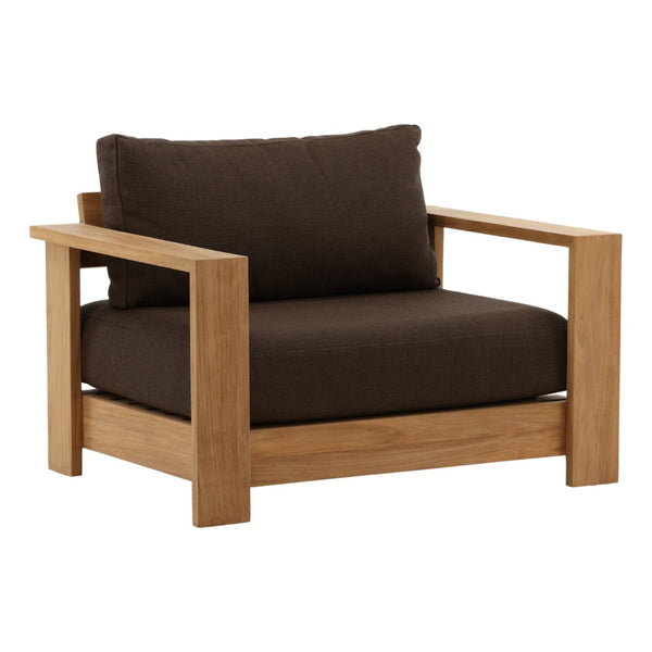 Karina Living Naya Outdoor Sofa Chair – Weather-Resistant Teak & Woolacombe Chocolate for Ultimate Patio Comfort DOV7814-BRWN