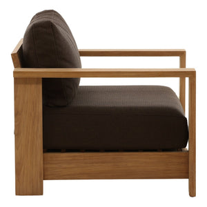 Karina Living Naya Outdoor Sofa Chair – Weather-Resistant Teak & Woolacombe Chocolate for Ultimate Patio Comfort DOV7814-BRWN
