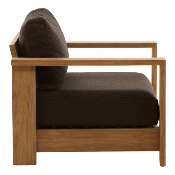 Karina Living Naya Outdoor Sofa Chair – Weather-Resistant Teak & Woolacombe Chocolate for Ultimate Patio Comfort DOV7814-BRWN