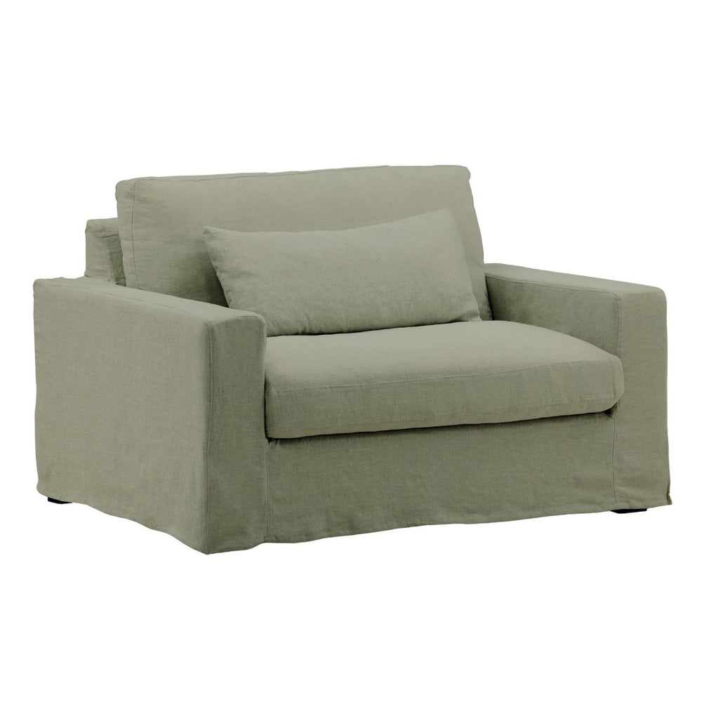 Karina Living Dixie Chair and a Half Slipcover – Elevate Your Space with Durable, Stylish Performance Linen Design Easton Forest DOV79019-SL-FRST