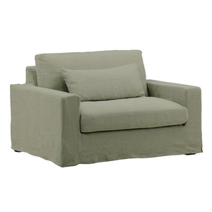 Karina Living Dixie Chair and a Half Slipcover – Elevate Your Space with Durable, Stylish Performance Linen Design Easton Forest DOV79019-SL-FRST