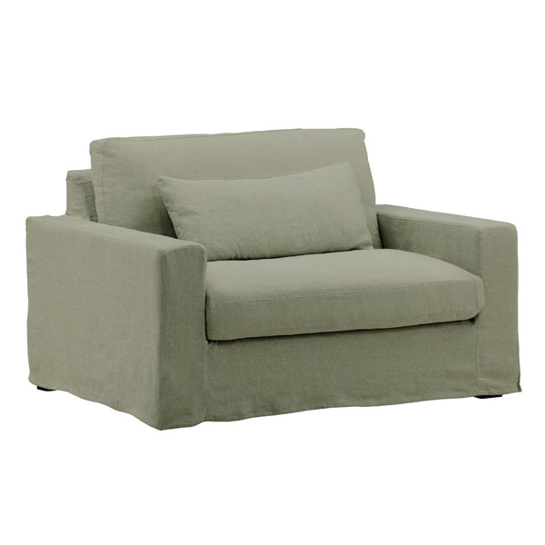 Karina Living Dixie Chair and a Half Slipcover – Elevate Your Space with Durable, Stylish Performance Linen Design Easton Forest DOV79019-SL-FRST