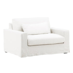 Karina Living Dixie Chair and a Half Slipcover – Elevate Your Space with Durable, Stylish Performance Linen Design Easton White DOV79019-SL-WHIT