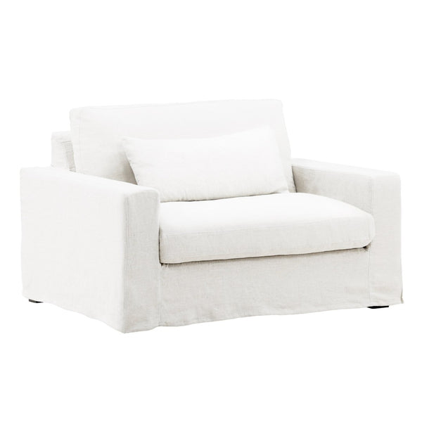Karina Living Dixie Chair and a Half Slipcover – Elevate Your Space with Durable, Stylish Performance Linen Design Easton White DOV79019-SL-WHIT