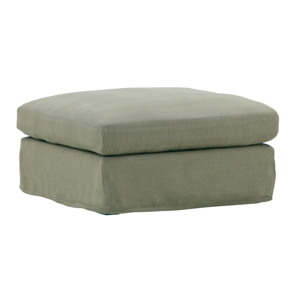 Karina Living Dixie Ottoman Slipcover in Refreshing Forest Green - Durable, Stain-Resistant Linen for Your Home Easton Natural DOV79021-SL-NATL