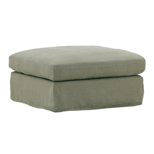 Karina Living Dixie Ottoman Slipcover in Refreshing Forest Green - Durable, Stain-Resistant Linen for Your Home Easton Forest DOV79021-SL-FRST