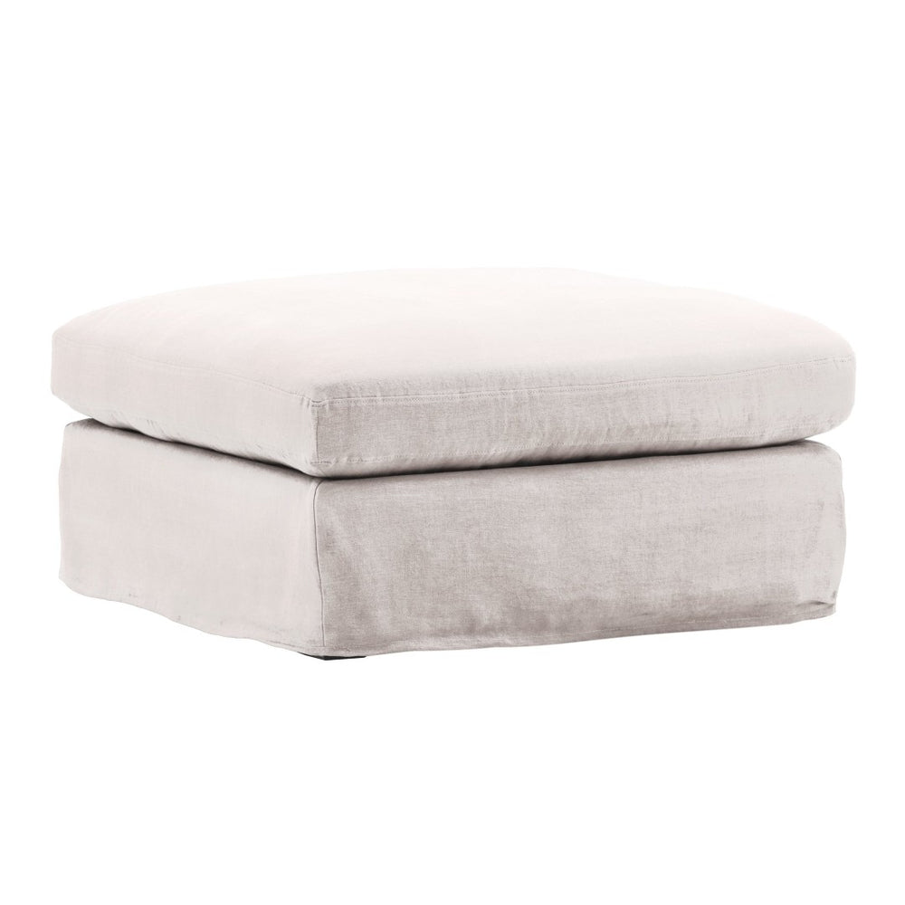 Karina Living Dixie Ottoman Slipcover in Refreshing Forest Green - Durable, Stain-Resistant Linen for Your Home Easton Natural DOV79021-SL-NATL