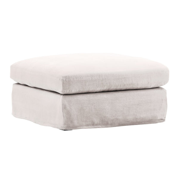 Karina Living Dixie Ottoman Slipcover in Refreshing Forest Green - Durable, Stain-Resistant Linen for Your Home Easton Natural DOV79021-SL-NATL