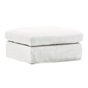 Karina Living Dixie Ottoman Slipcover in Refreshing Forest Green - Durable, Stain-Resistant Linen for Your Home Easton White DOV79021-SL-WHIT