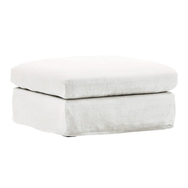 Karina Living Dixie Ottoman Slipcover in Refreshing Forest Green - Durable, Stain-Resistant Linen for Your Home Easton White DOV79021-SL-WHIT